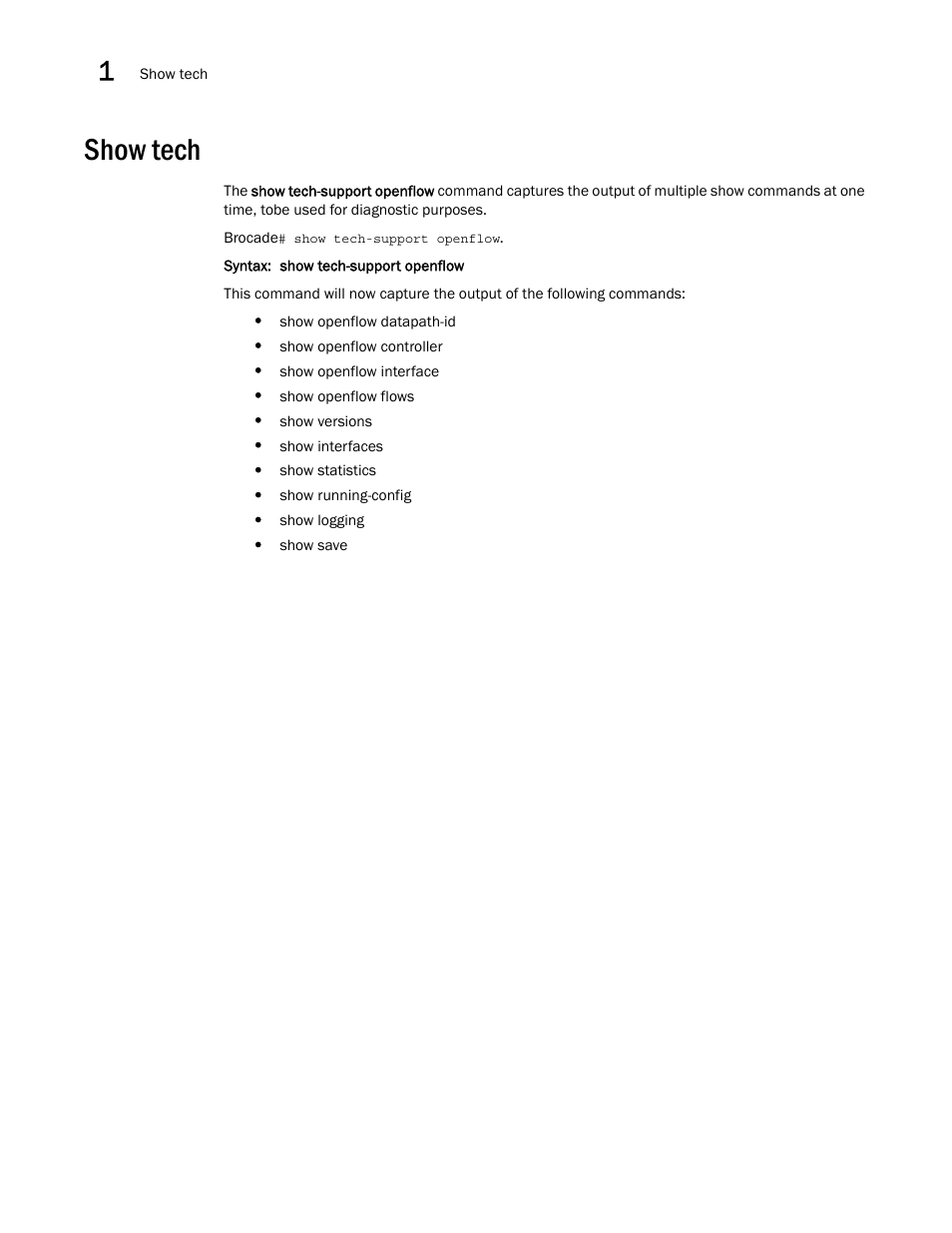 Show tech | Brocade Multi-Service IronWare Software Defined Networking (SDN) Configuration Guide (Supporting R05.6.00) User Manual | Page 38 / 44