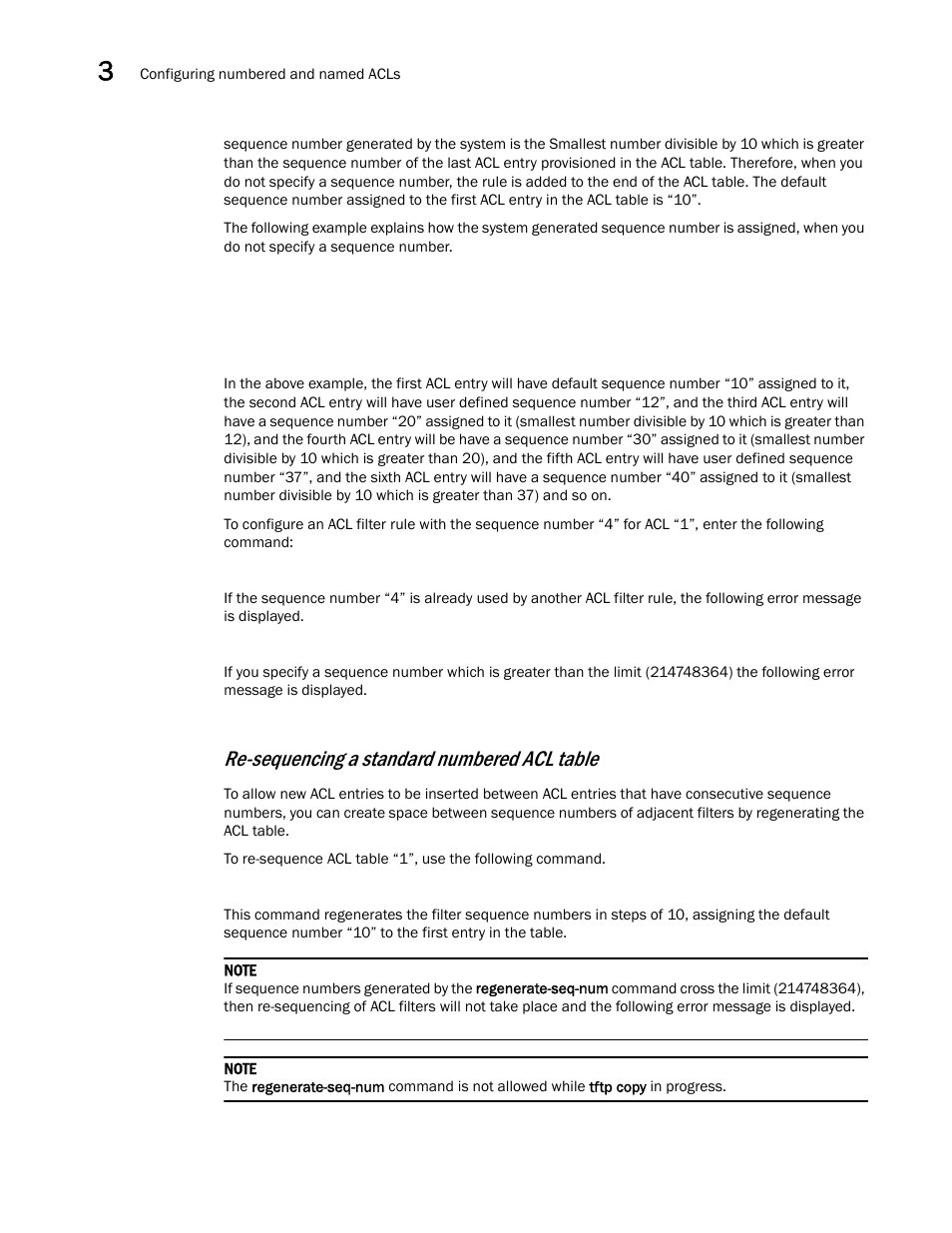 Re-sequencing a standard numbered acl table | Brocade Multi-Service IronWare Security Configuration Guide (Supporting R05.6.00) User Manual | Page 120 / 370