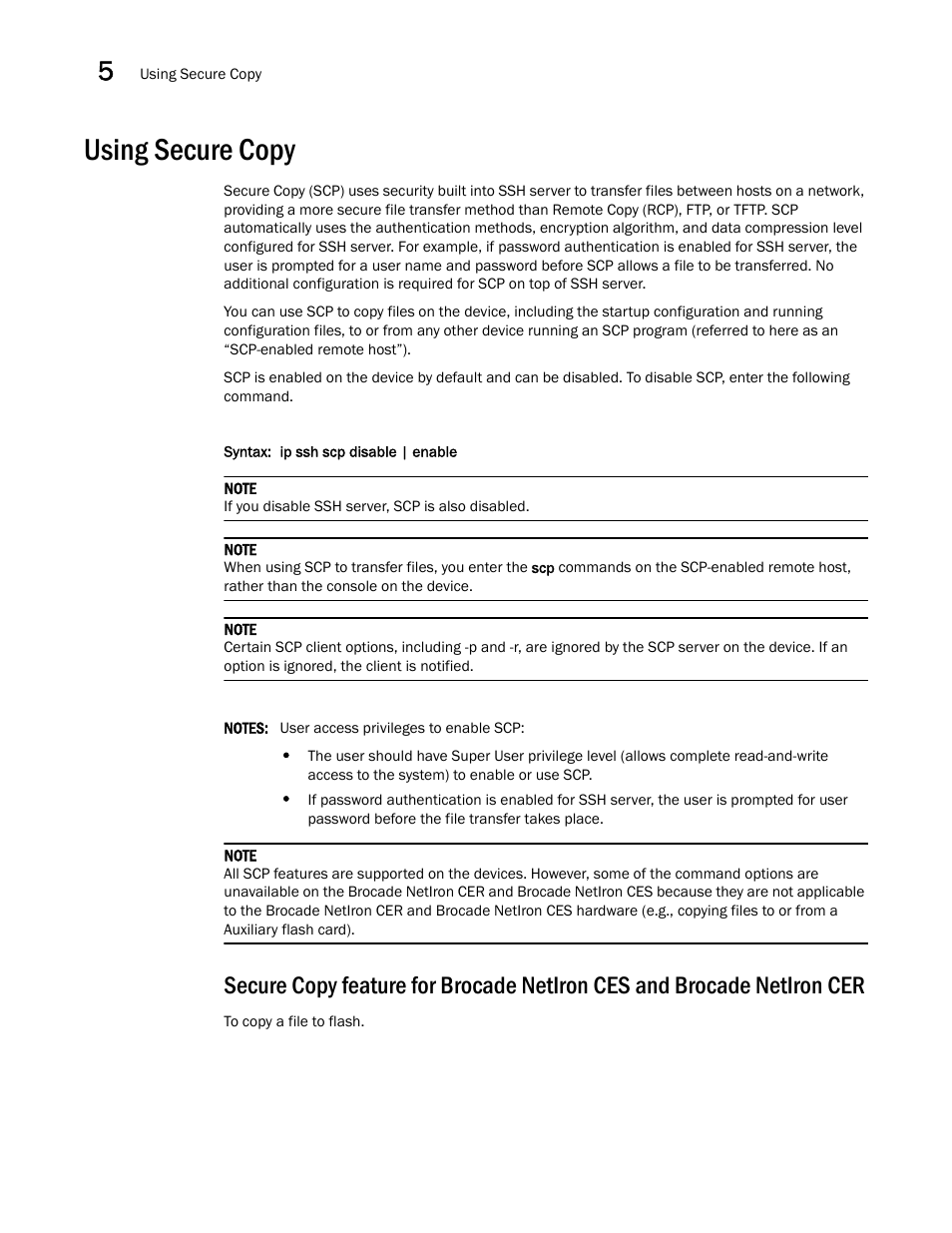 Using secure copy | Brocade Multi-Service IronWare Security Configuration Guide (Supporting R05.6.00) User Manual | Page 276 / 370