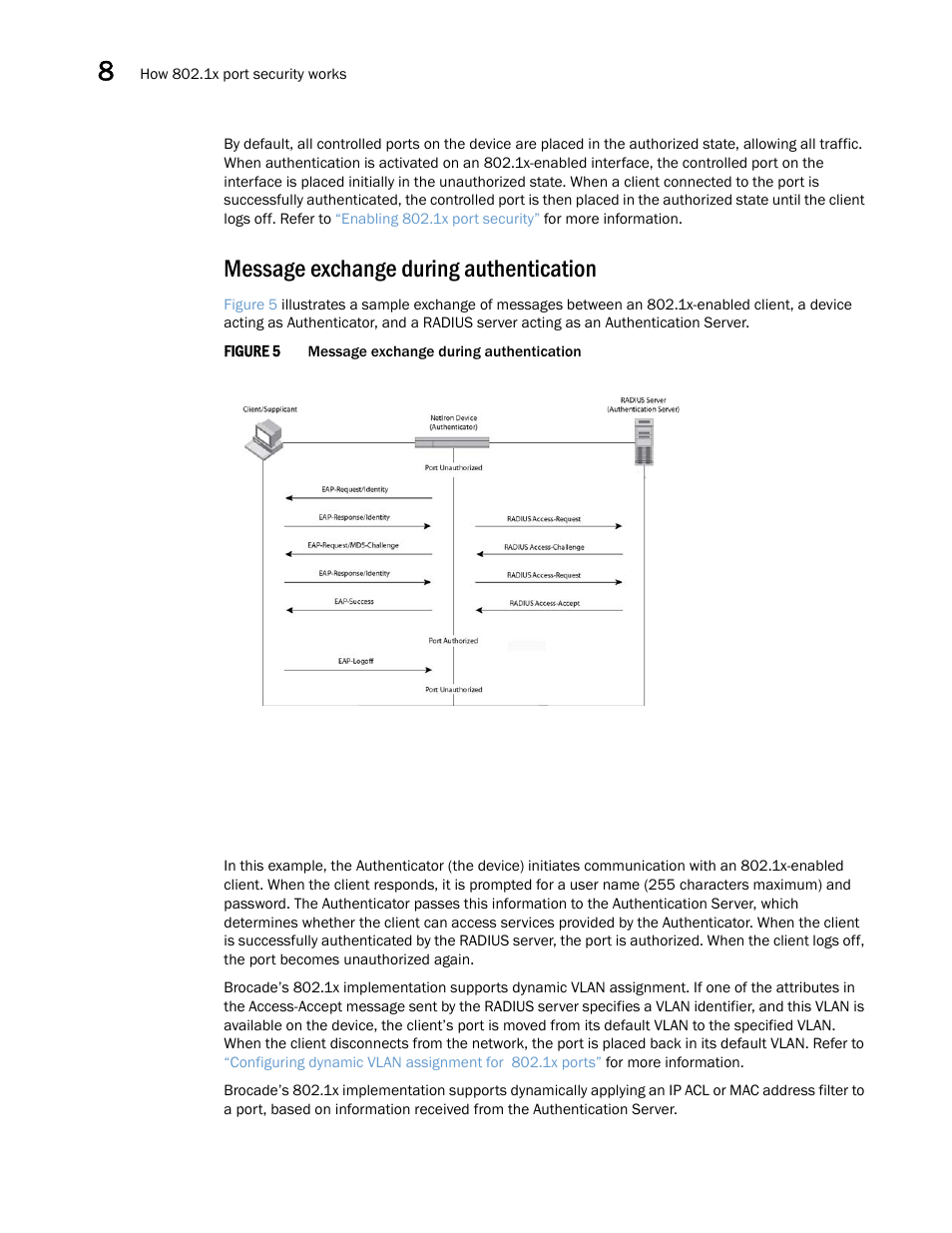 Message exchange during authentication | Brocade Multi-Service IronWare Security Configuration Guide (Supporting R05.6.00) User Manual | Page 318 / 370