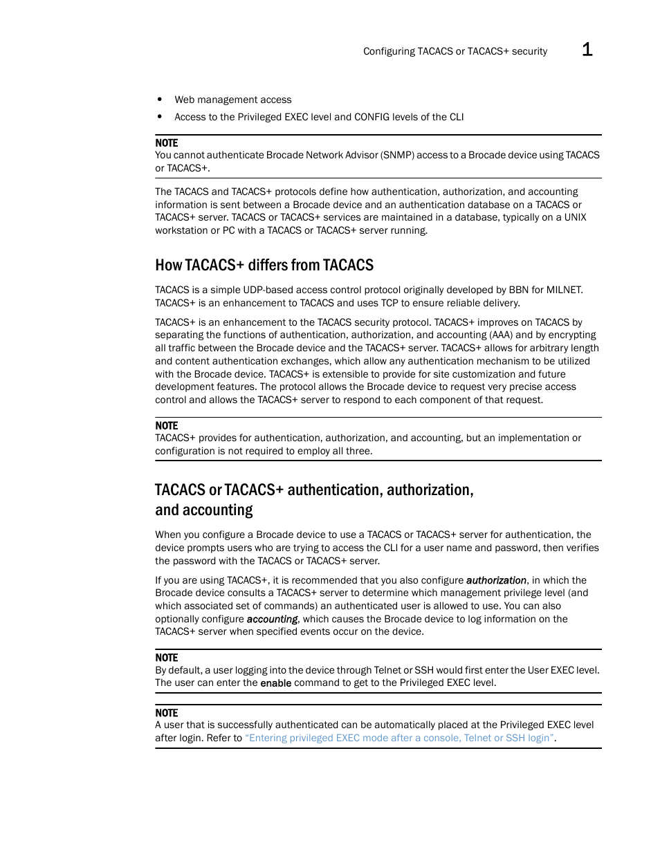 How tacacs+ differs from tacacs | Brocade Multi-Service IronWare Security Configuration Guide (Supporting R05.6.00) User Manual | Page 47 / 370