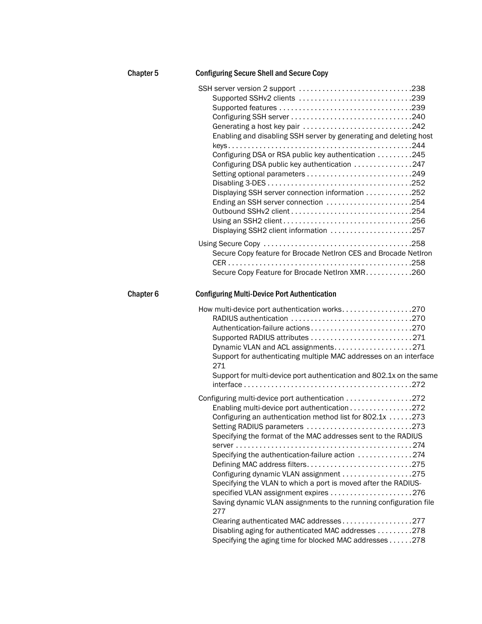 Brocade Multi-Service IronWare Security Configuration Guide (Supporting R05.6.00) User Manual | Page 9 / 370