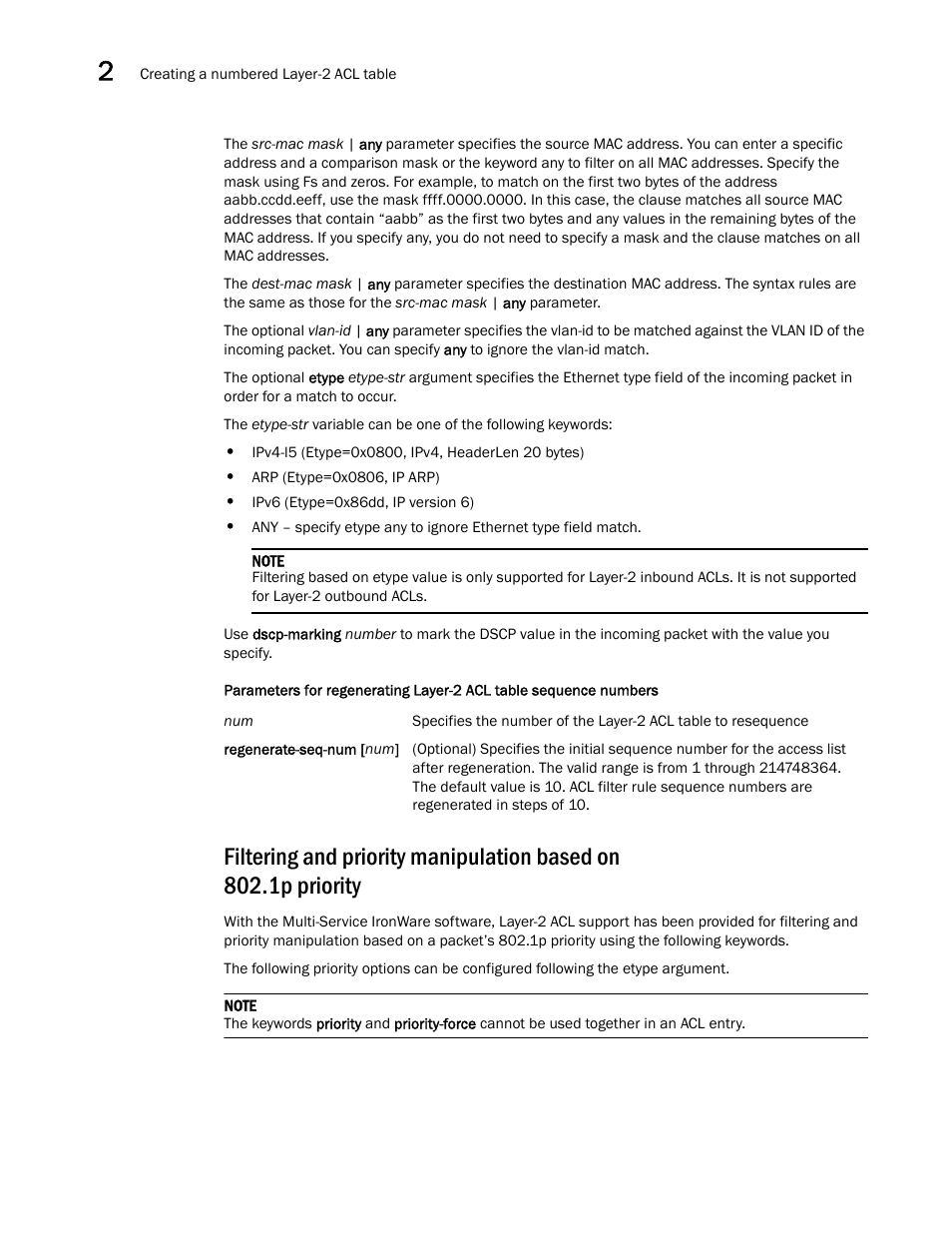 Auses, see, Filtering and priority manipulation based on, 1p priority | Brocade Multi-Service IronWare Security Configuration Guide (Supporting R05.6.00) User Manual | Page 98 / 370