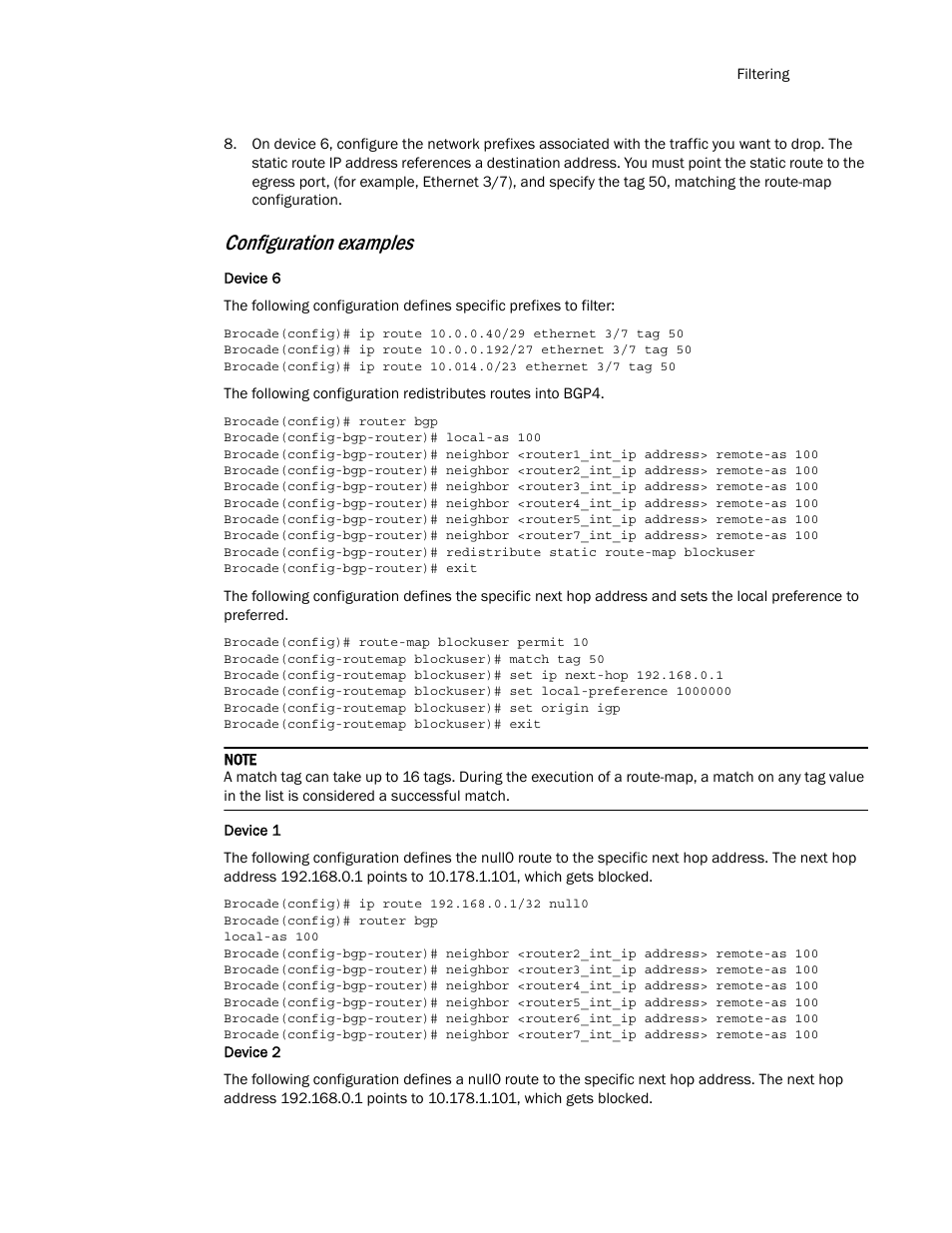 Configuration examples | Brocade Multi-Service IronWare Routing Configuration Guide (Supporting R05.6.00) User Manual | Page 141 / 846