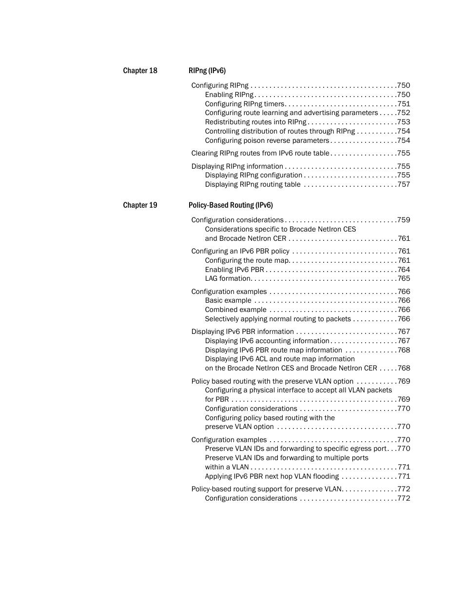Brocade Multi-Service IronWare Routing Configuration Guide (Supporting R05.6.00) User Manual | Page 20 / 846