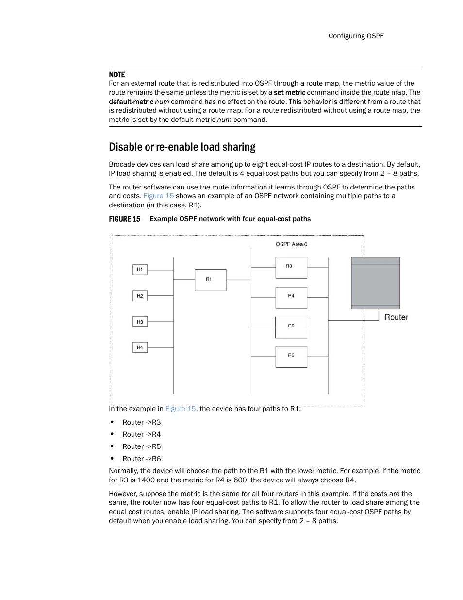 Disable or re-enable load sharing | Brocade Multi-Service IronWare Routing Configuration Guide (Supporting R05.6.00) User Manual | Page 217 / 846