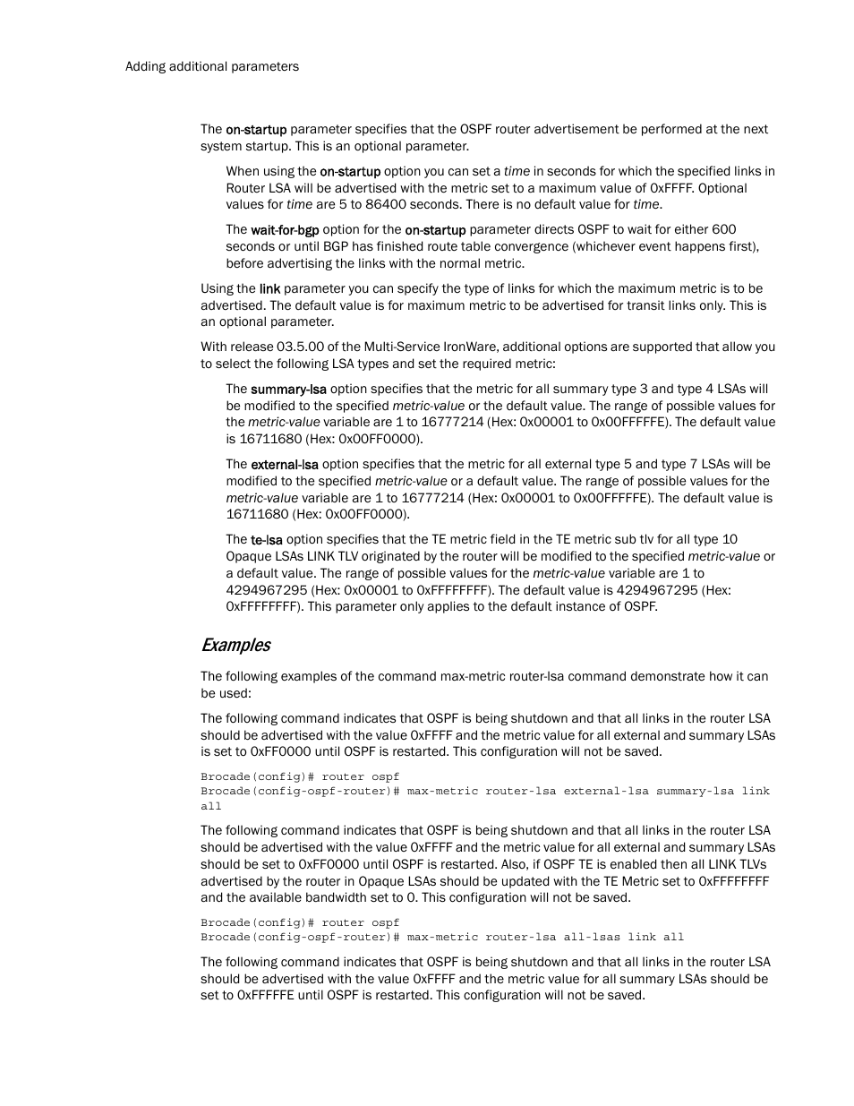 Examples | Brocade Multi-Service IronWare Routing Configuration Guide (Supporting R05.6.00) User Manual | Page 240 / 846