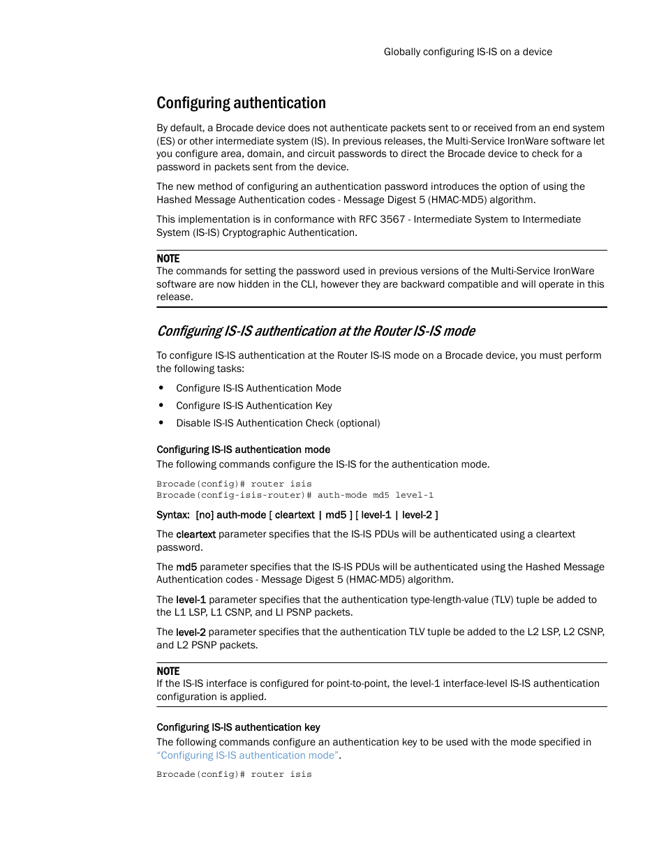 Configuring authentication | Brocade Multi-Service IronWare Routing Configuration Guide (Supporting R05.6.00) User Manual | Page 285 / 846