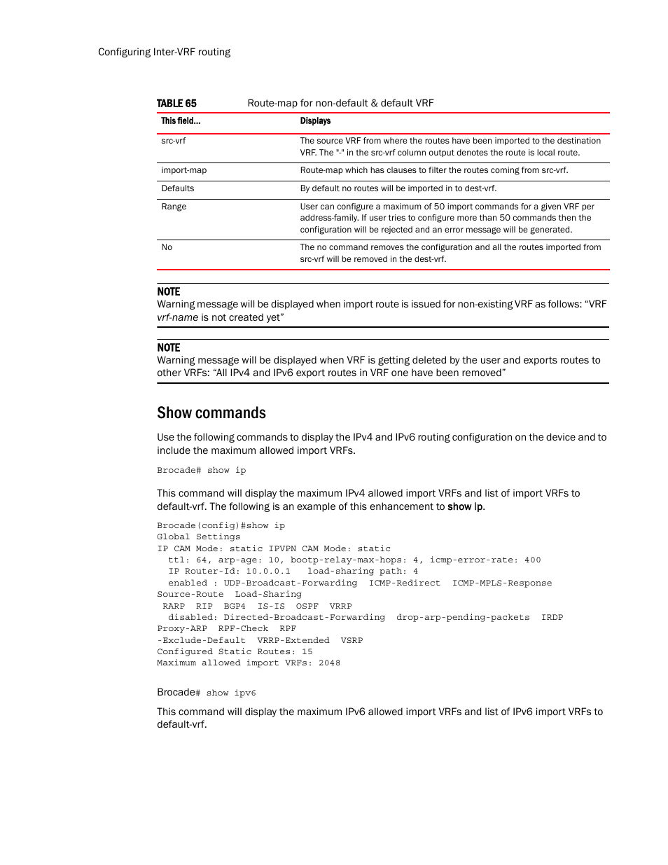 Show commands | Brocade Multi-Service IronWare Routing Configuration Guide (Supporting R05.6.00) User Manual | Page 414 / 846