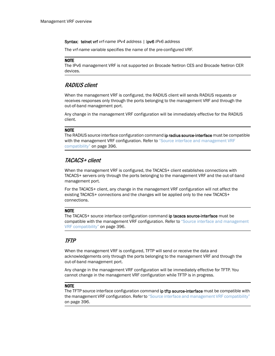 Radius client, Tacacs+ client, Tftp | Brocade Multi-Service IronWare Routing Configuration Guide (Supporting R05.6.00) User Manual | Page 426 / 846