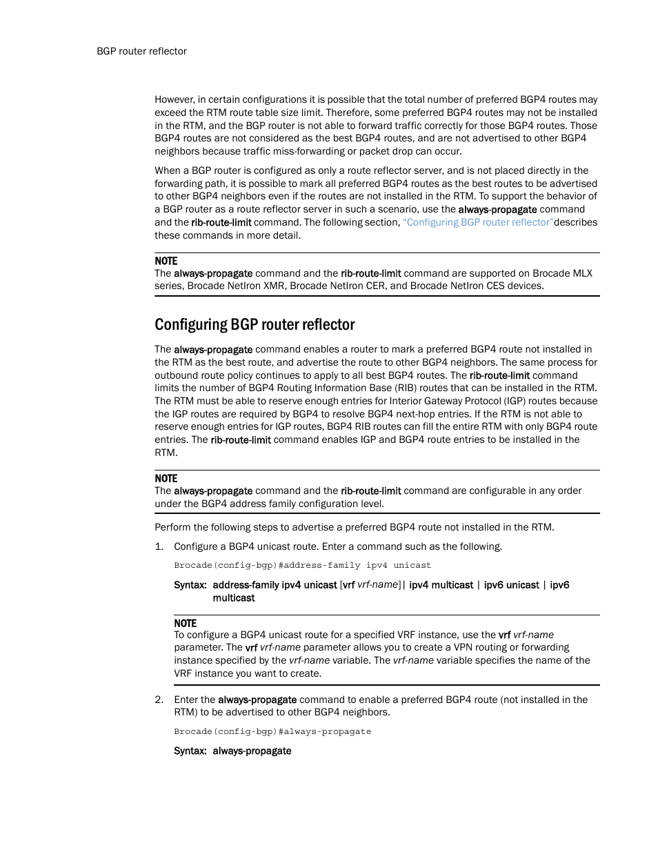 Configuring bgp router reflector | Brocade Multi-Service IronWare Routing Configuration Guide (Supporting R05.6.00) User Manual | Page 50 / 846