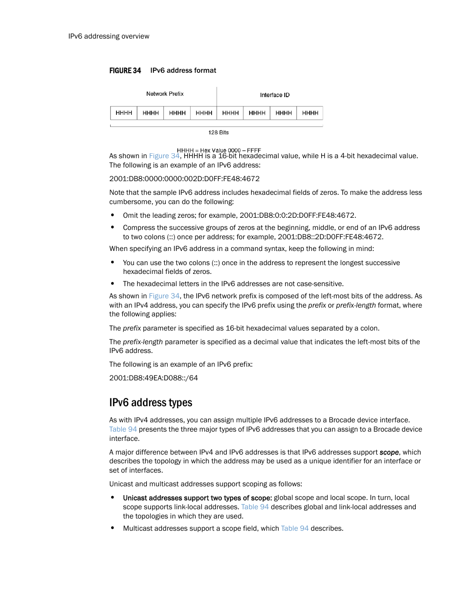 Ipv6 address types | Brocade Multi-Service IronWare Routing Configuration Guide (Supporting R05.6.00) User Manual | Page 516 / 846