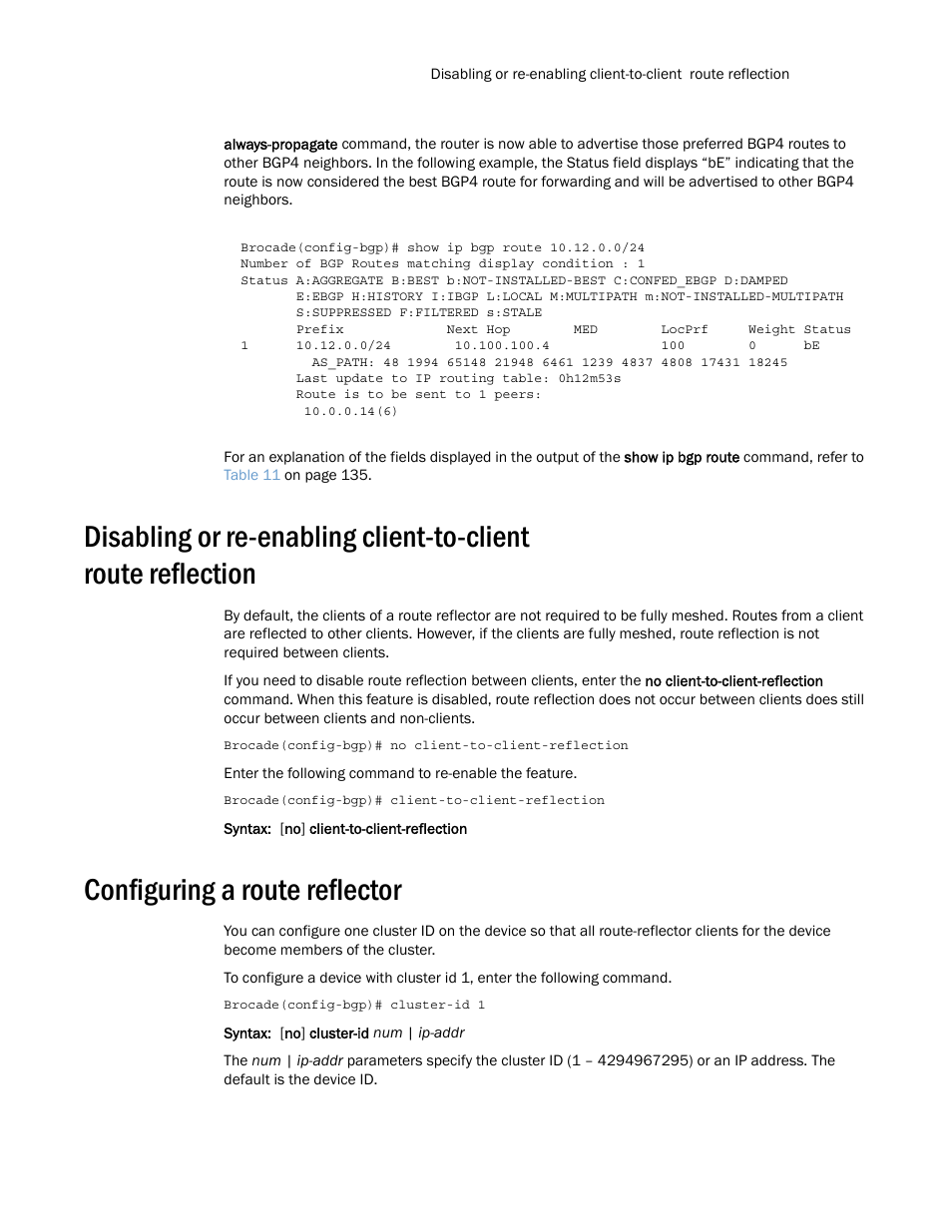 Configuring a route reflector | Brocade Multi-Service IronWare Routing Configuration Guide (Supporting R05.6.00) User Manual | Page 53 / 846