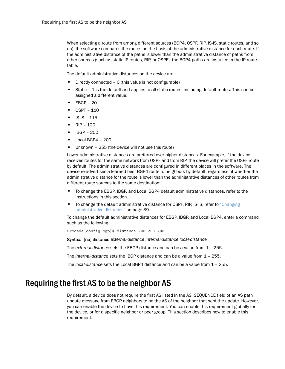 Requiring the first as to be the neighbor as | Brocade Multi-Service IronWare Routing Configuration Guide (Supporting R05.6.00) User Manual | Page 68 / 846