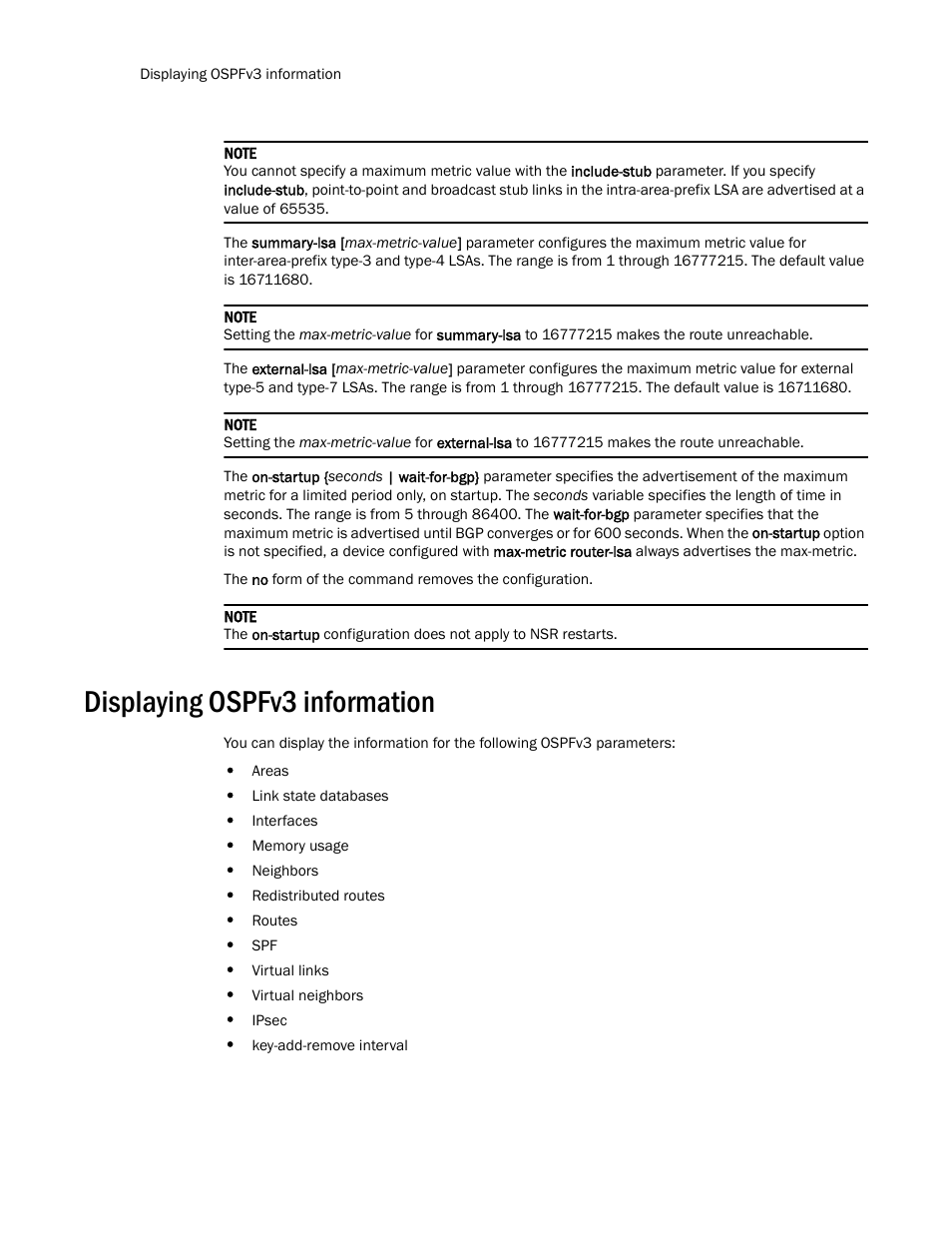 Displaying ospfv3 information | Brocade Multi-Service IronWare Routing Configuration Guide (Supporting R05.6.00) User Manual | Page 696 / 846