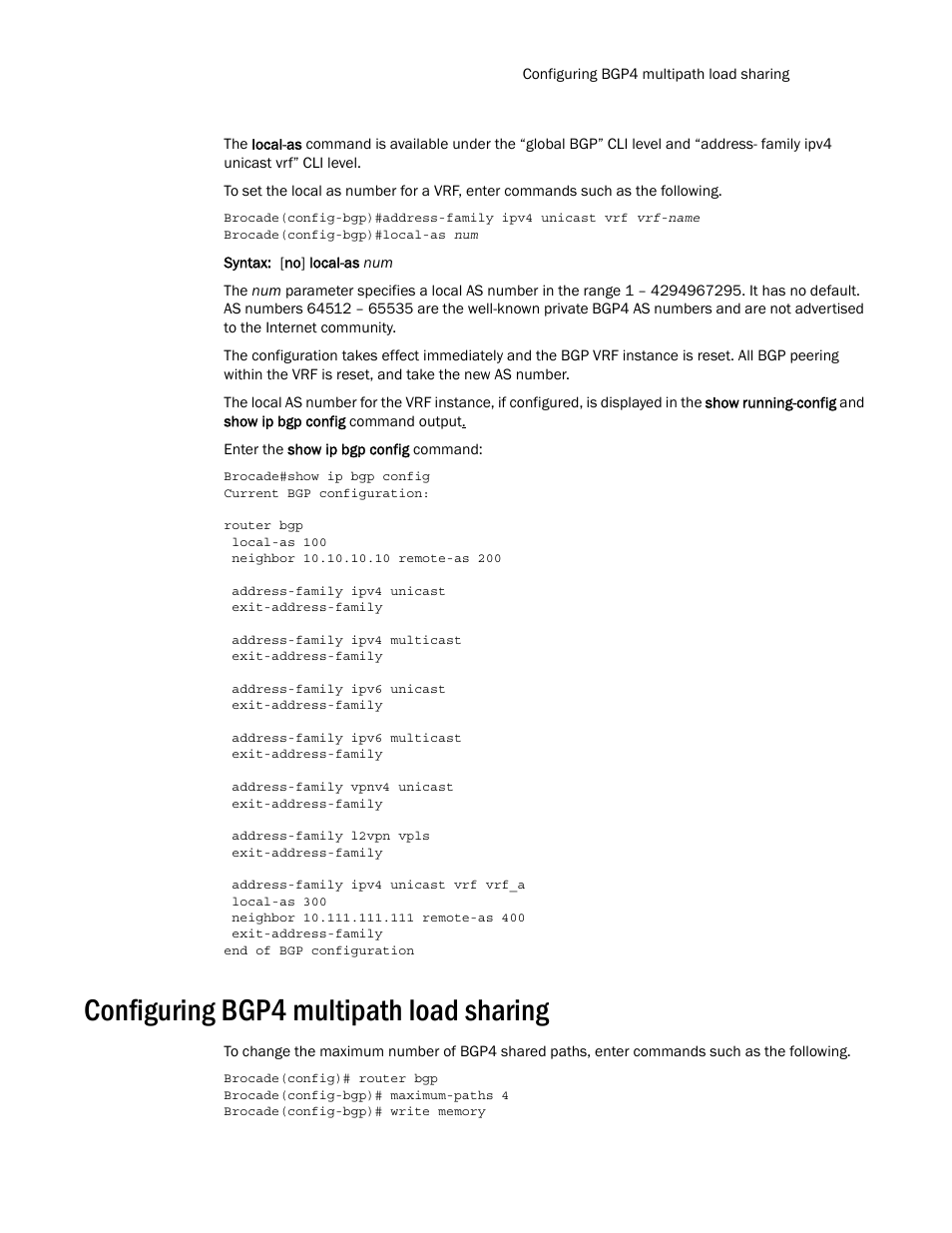 Configuring bgp4 multipath load sharing | Brocade Multi-Service IronWare Routing Configuration Guide (Supporting R05.6.00) User Manual | Page 71 / 846
