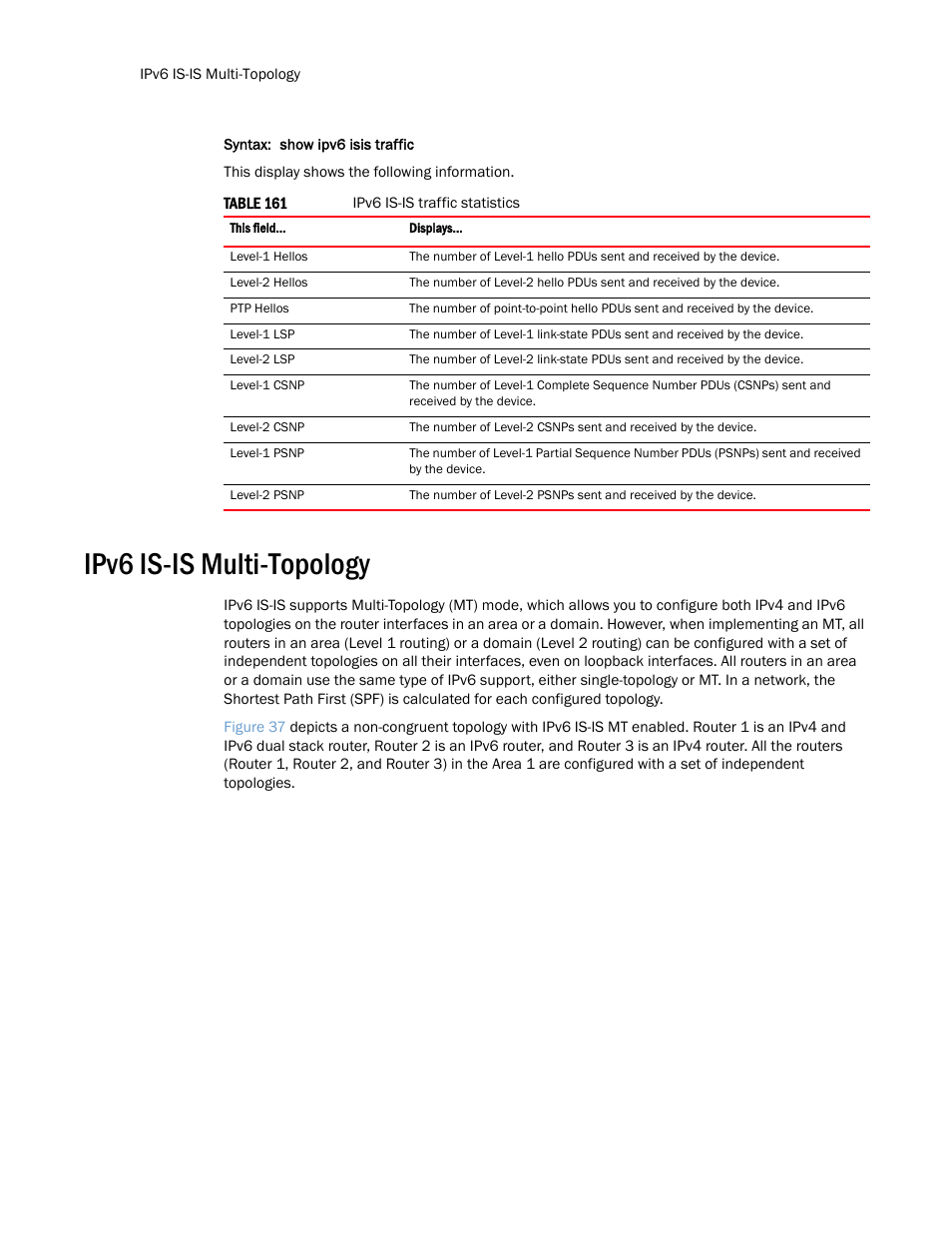 Ipv6 is-is multi-topology | Brocade Multi-Service IronWare Routing Configuration Guide (Supporting R05.6.00) User Manual | Page 770 / 846