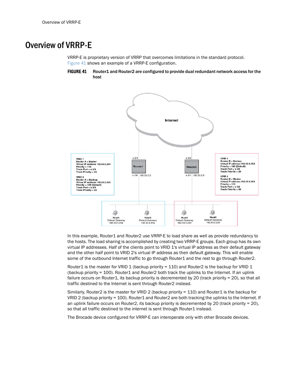 Overview of vrrp-e | Brocade Multi-Service IronWare Routing Configuration Guide (Supporting R05.6.00) User Manual | Page 810 / 846