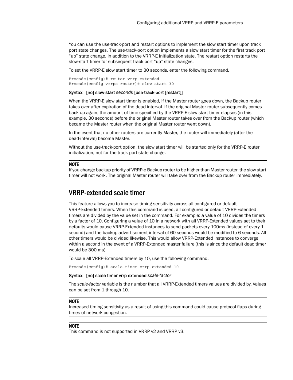 Vrrp-extended scale timer | Brocade Multi-Service IronWare Routing Configuration Guide (Supporting R05.6.00) User Manual | Page 827 / 846