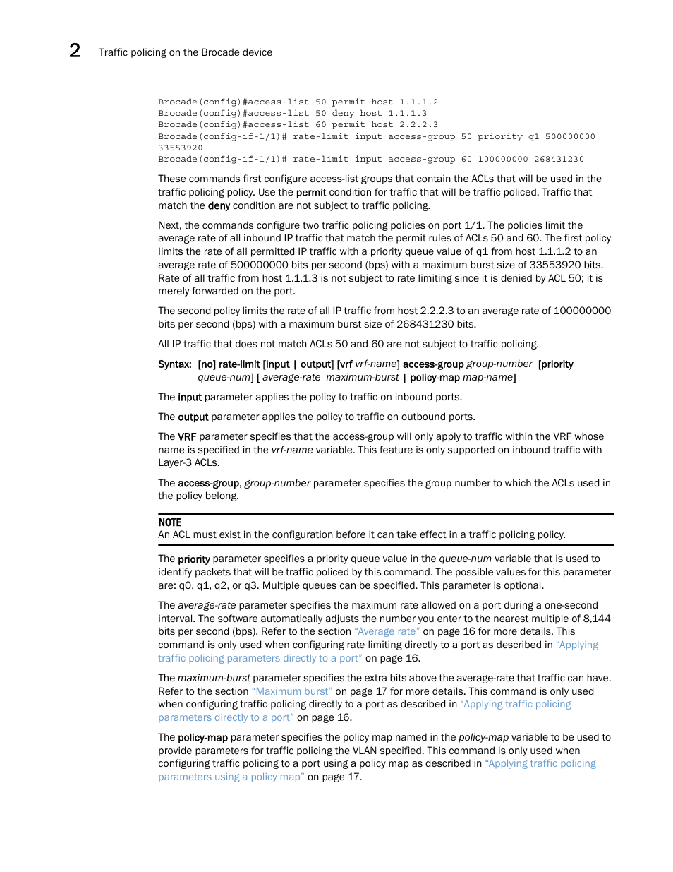 Brocade Multi-Service IronWare QoS and Traffic Management Configuration Guide (Supporting R05.6.00) User Manual | Page 38 / 226