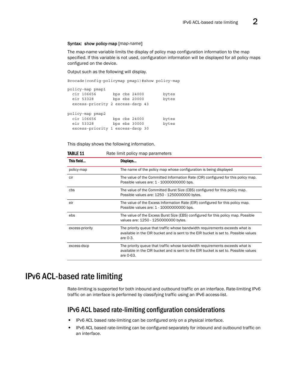 Ipv6 acl-based rate limiting | Brocade Multi-Service IronWare QoS and Traffic Management Configuration Guide (Supporting R05.6.00) User Manual | Page 43 / 226