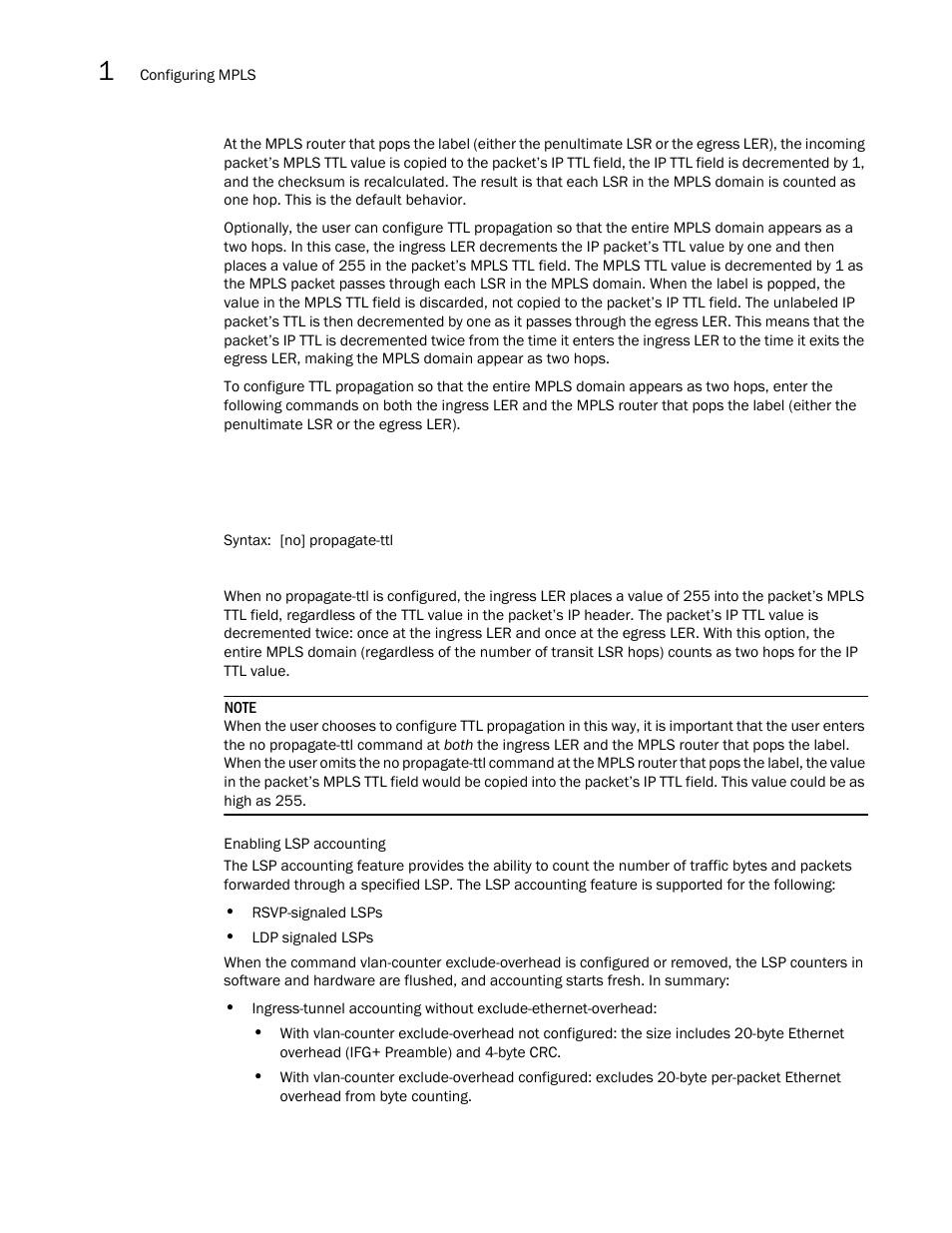 Brocade Multi-Service IronWare Multiprotocol Label Switch (MPLS) Configuration Guide (Supporting R05.6.00) User Manual | Page 124 / 852