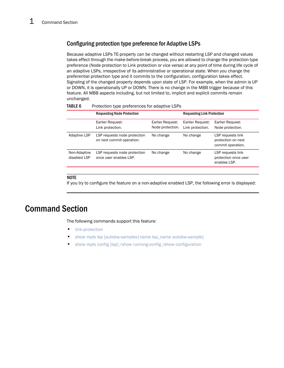 Command section | Brocade Multi-Service IronWare Multiprotocol Label Switch (MPLS) Configuration Guide (Supporting R05.6.00) User Manual | Page 168 / 852