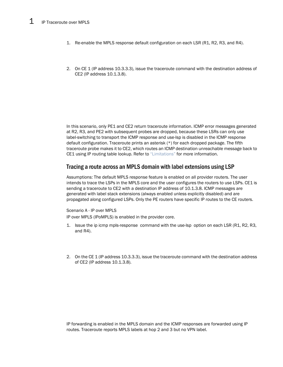 Brocade Multi-Service IronWare Multiprotocol Label Switch (MPLS) Configuration Guide (Supporting R05.6.00) User Manual | Page 236 / 852