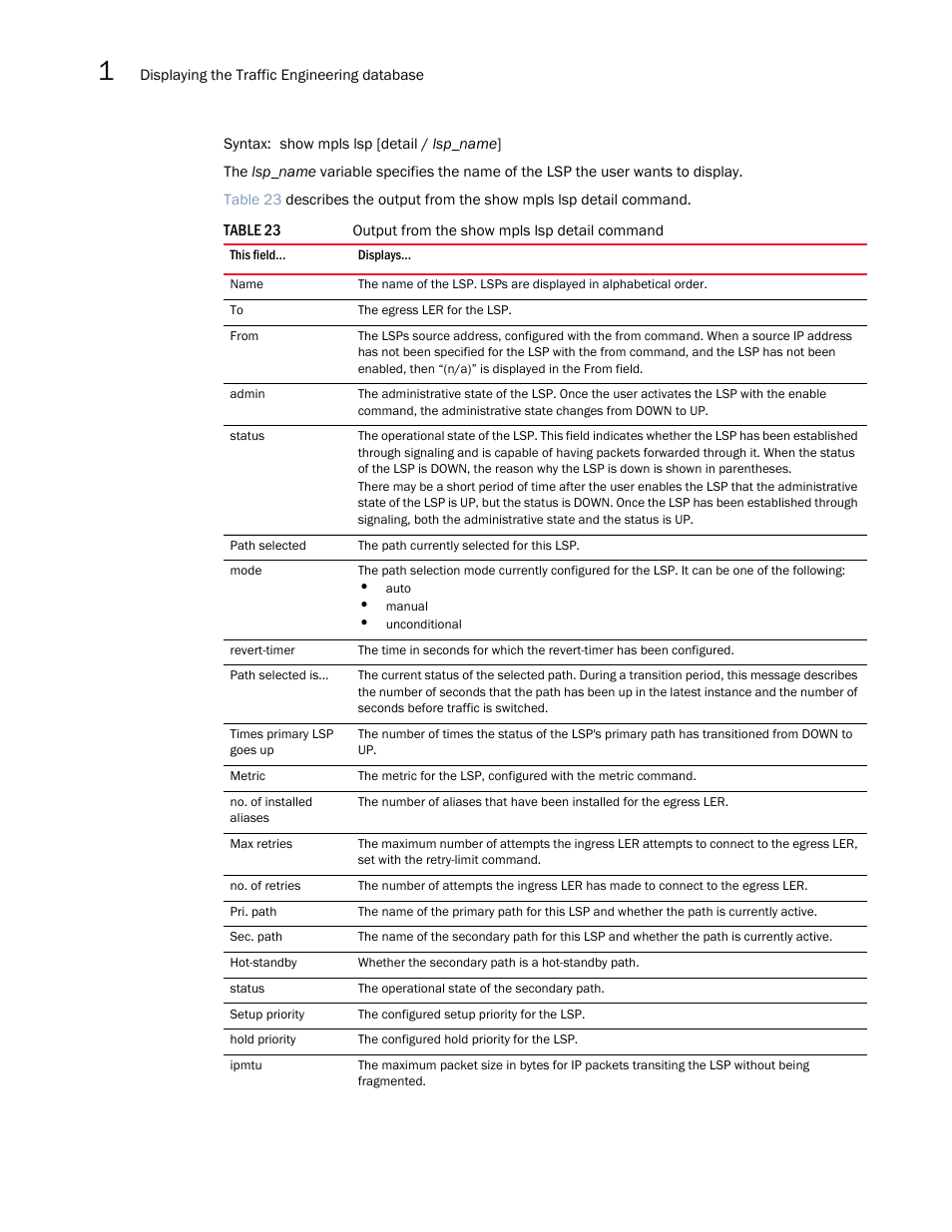 Brocade Multi-Service IronWare Multiprotocol Label Switch (MPLS) Configuration Guide (Supporting R05.6.00) User Manual | Page 264 / 852