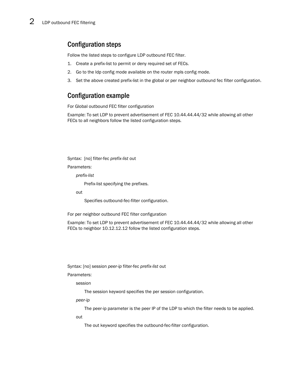 Configuration steps, Configuration example | Brocade Multi-Service IronWare Multiprotocol Label Switch (MPLS) Configuration Guide (Supporting R05.6.00) User Manual | Page 332 / 852