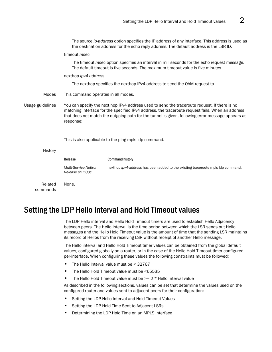 Brocade Multi-Service IronWare Multiprotocol Label Switch (MPLS) Configuration Guide (Supporting R05.6.00) User Manual | Page 369 / 852