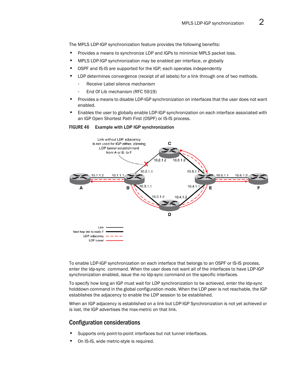 Configuration considerations | Brocade Multi-Service IronWare Multiprotocol Label Switch (MPLS) Configuration Guide (Supporting R05.6.00) User Manual | Page 377 / 852