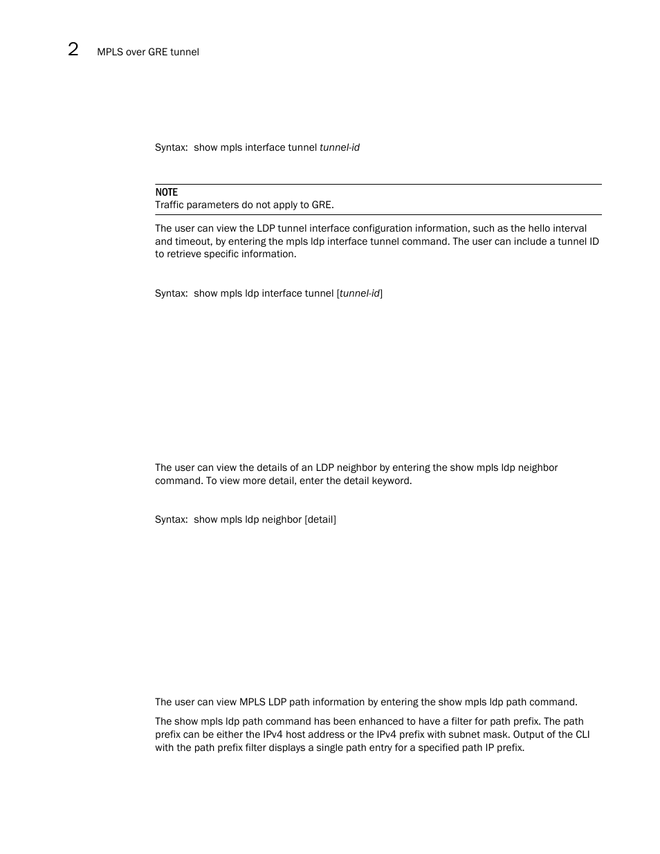 Brocade Multi-Service IronWare Multiprotocol Label Switch (MPLS) Configuration Guide (Supporting R05.6.00) User Manual | Page 458 / 852
