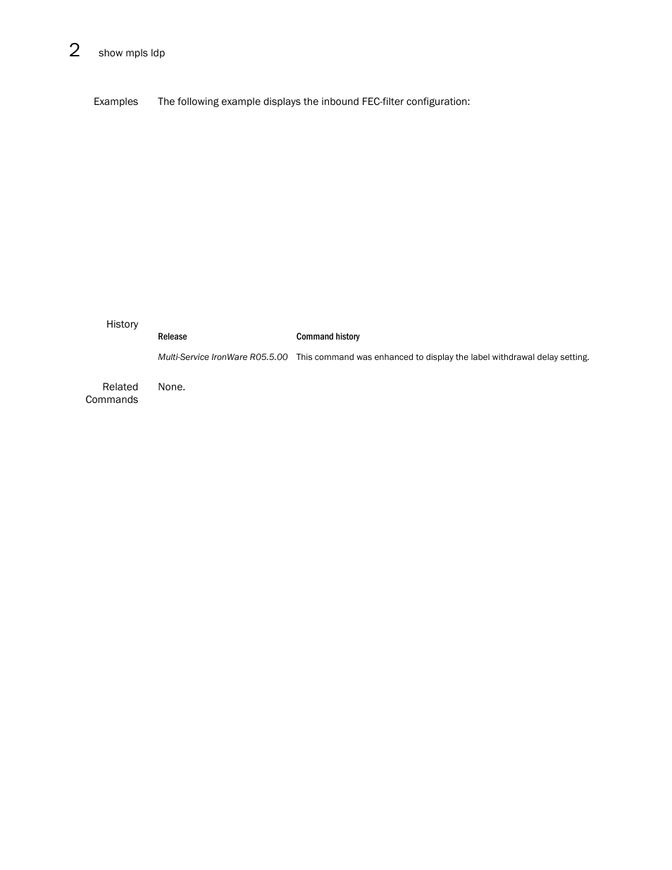Brocade Multi-Service IronWare Multiprotocol Label Switch (MPLS) Configuration Guide (Supporting R05.6.00) User Manual | Page 466 / 852