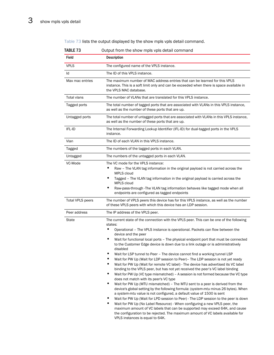 Brocade Multi-Service IronWare Multiprotocol Label Switch (MPLS) Configuration Guide (Supporting R05.6.00) User Manual | Page 506 / 852