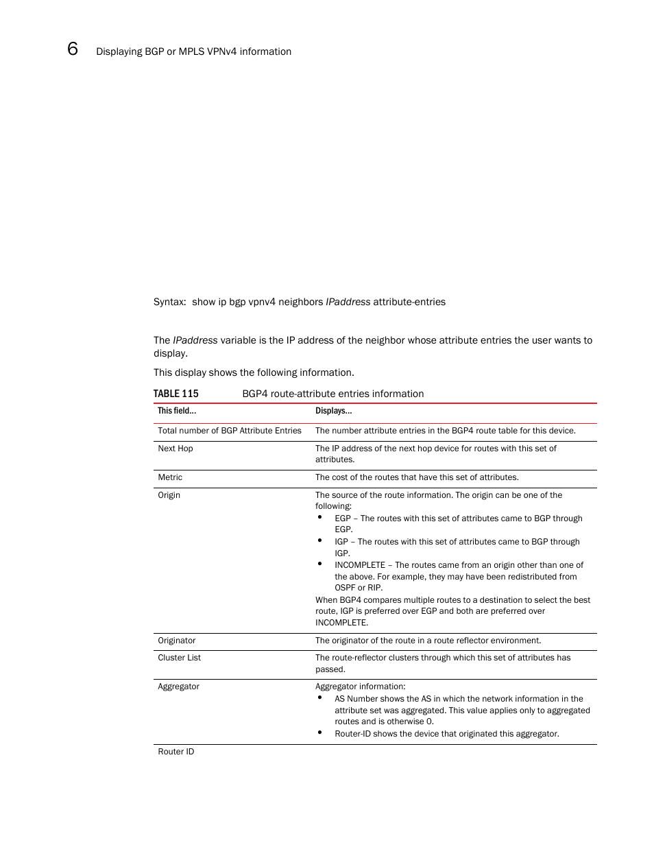 Brocade Multi-Service IronWare Multiprotocol Label Switch (MPLS) Configuration Guide (Supporting R05.6.00) User Manual | Page 678 / 852