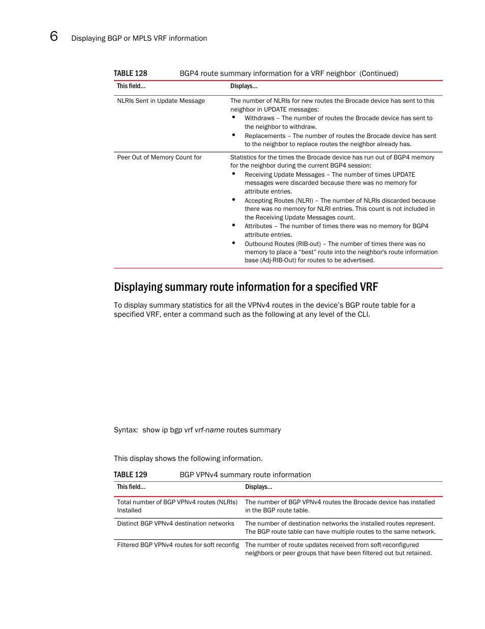 Brocade Multi-Service IronWare Multiprotocol Label Switch (MPLS) Configuration Guide (Supporting R05.6.00) User Manual | Page 710 / 852