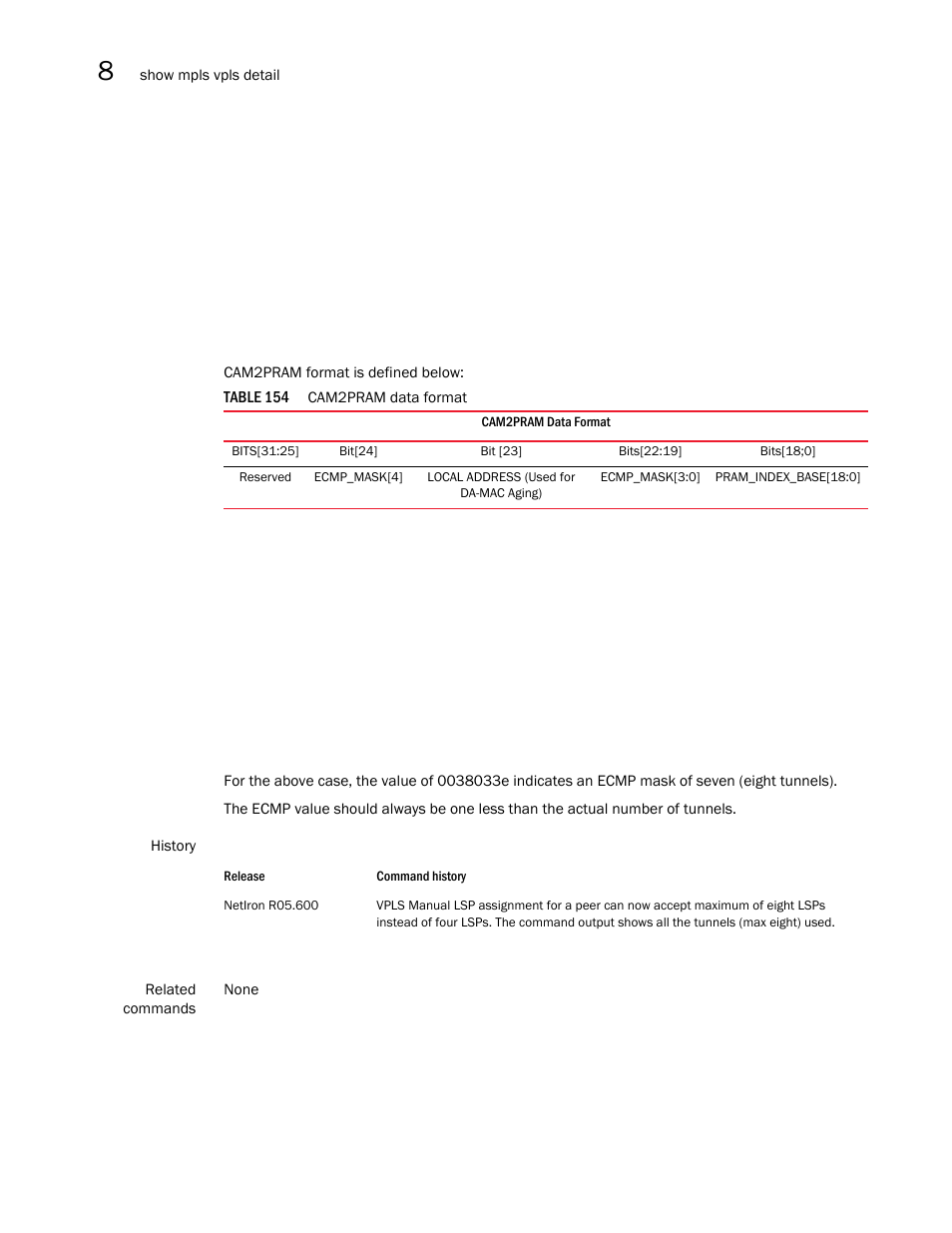 Brocade Multi-Service IronWare Multiprotocol Label Switch (MPLS) Configuration Guide (Supporting R05.6.00) User Manual | Page 822 / 852