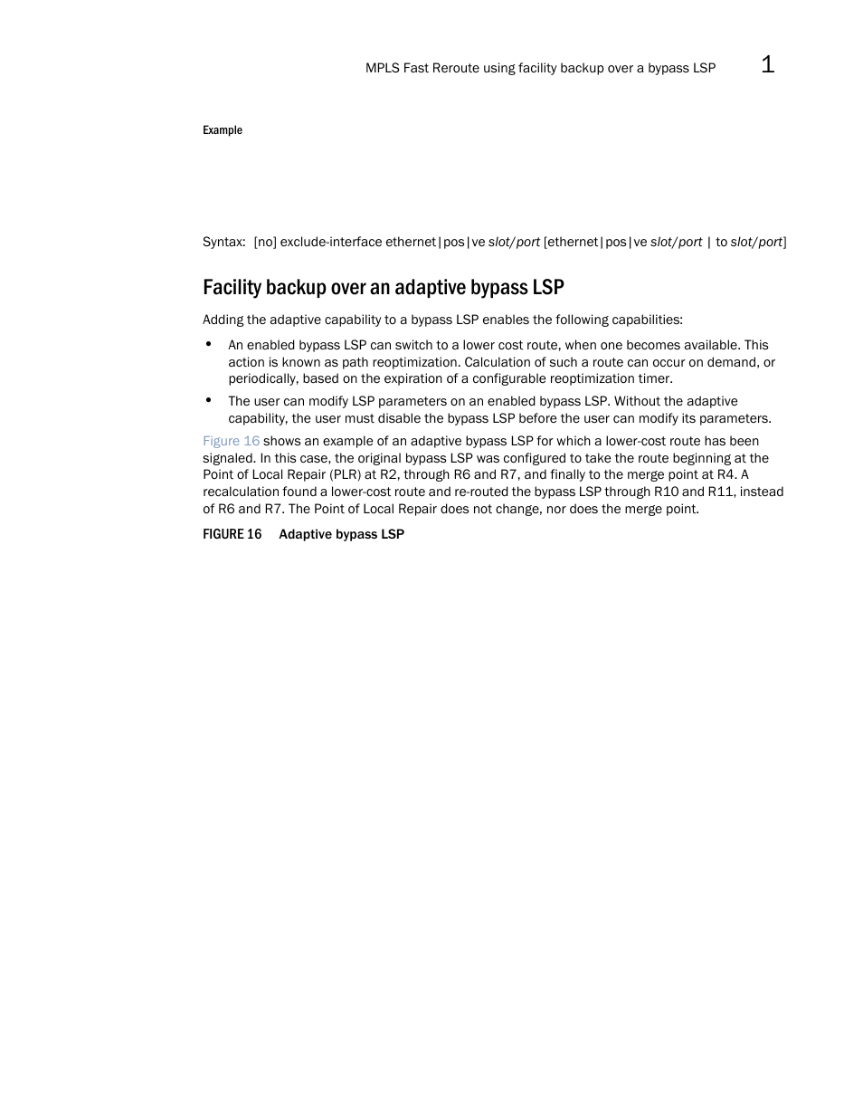 Facility backup over an adaptive bypass lsp | Brocade Multi-Service IronWare Multiprotocol Label Switch (MPLS) Configuration Guide (Supporting R05.6.00) User Manual | Page 91 / 852