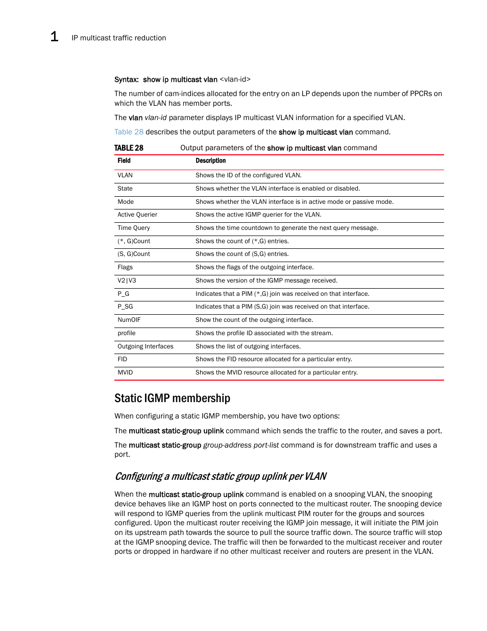 Static igmp membership | Brocade Multi-Service IronWare Multicast Configuration Guide (Supporting R05.6.00) User Manual | Page 148 / 216