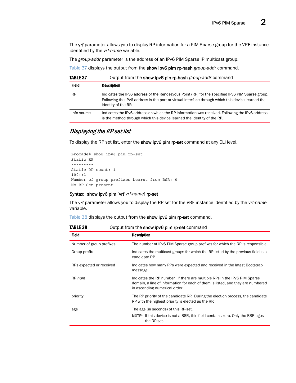 Displaying the rp set list | Brocade Multi-Service IronWare Multicast Configuration Guide (Supporting R05.6.00) User Manual | Page 183 / 216