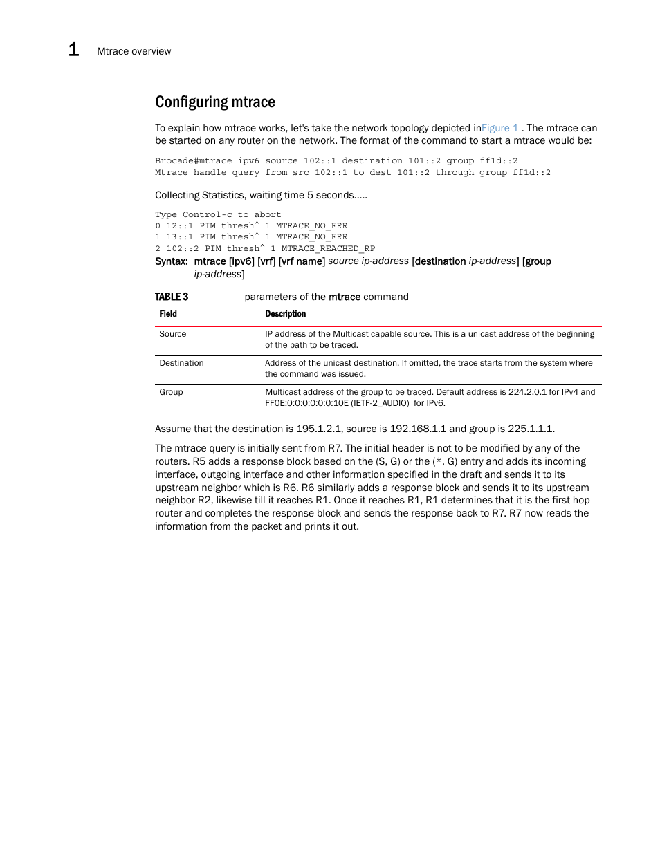 Configuring mtrace | Brocade Multi-Service IronWare Multicast Configuration Guide (Supporting R05.6.00) User Manual | Page 22 / 216