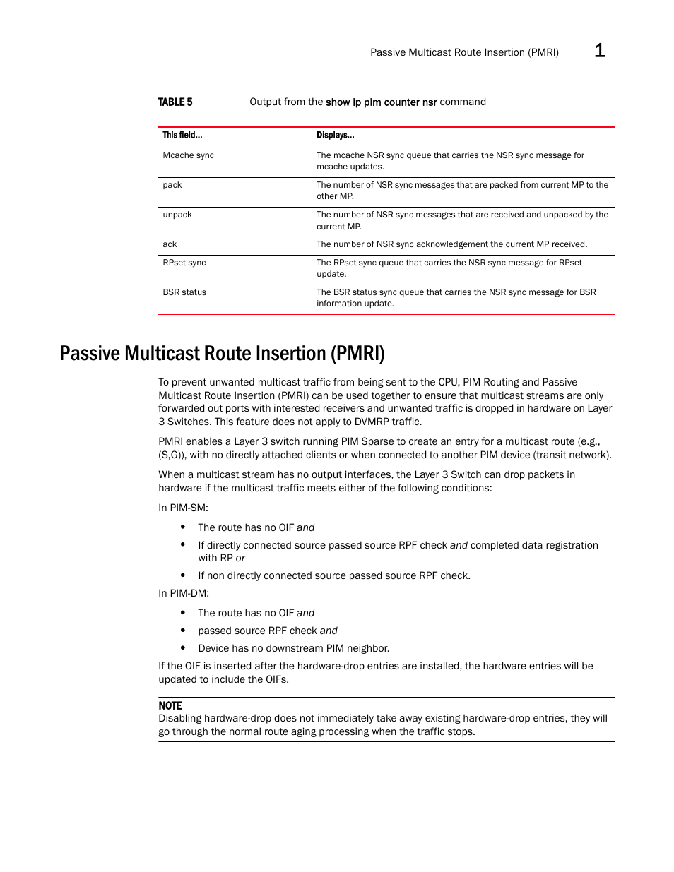 Passive multicast route insertion (pmri) | Brocade Multi-Service IronWare Multicast Configuration Guide (Supporting R05.6.00) User Manual | Page 27 / 216