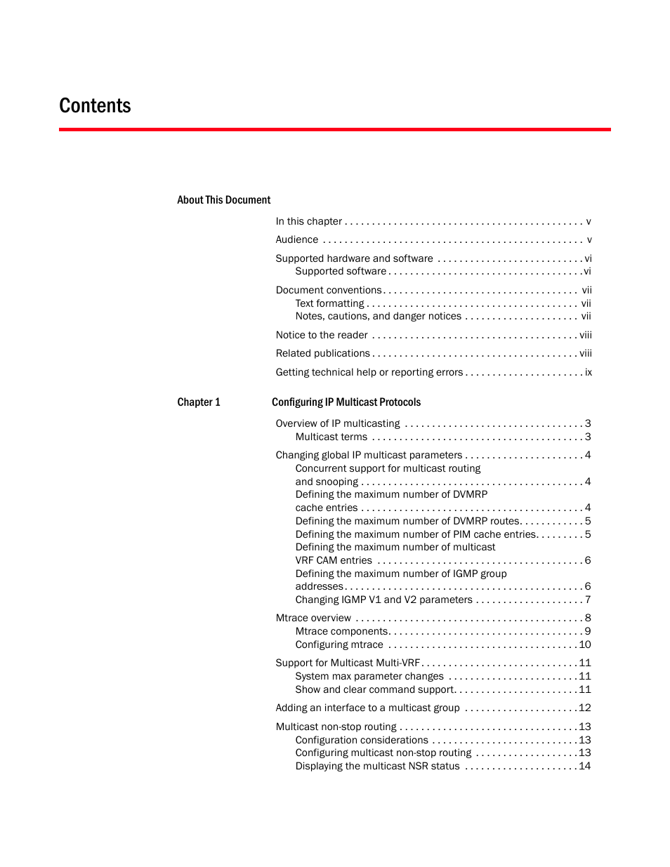 Brocade Multi-Service IronWare Multicast Configuration Guide (Supporting R05.6.00) User Manual | Page 3 / 216