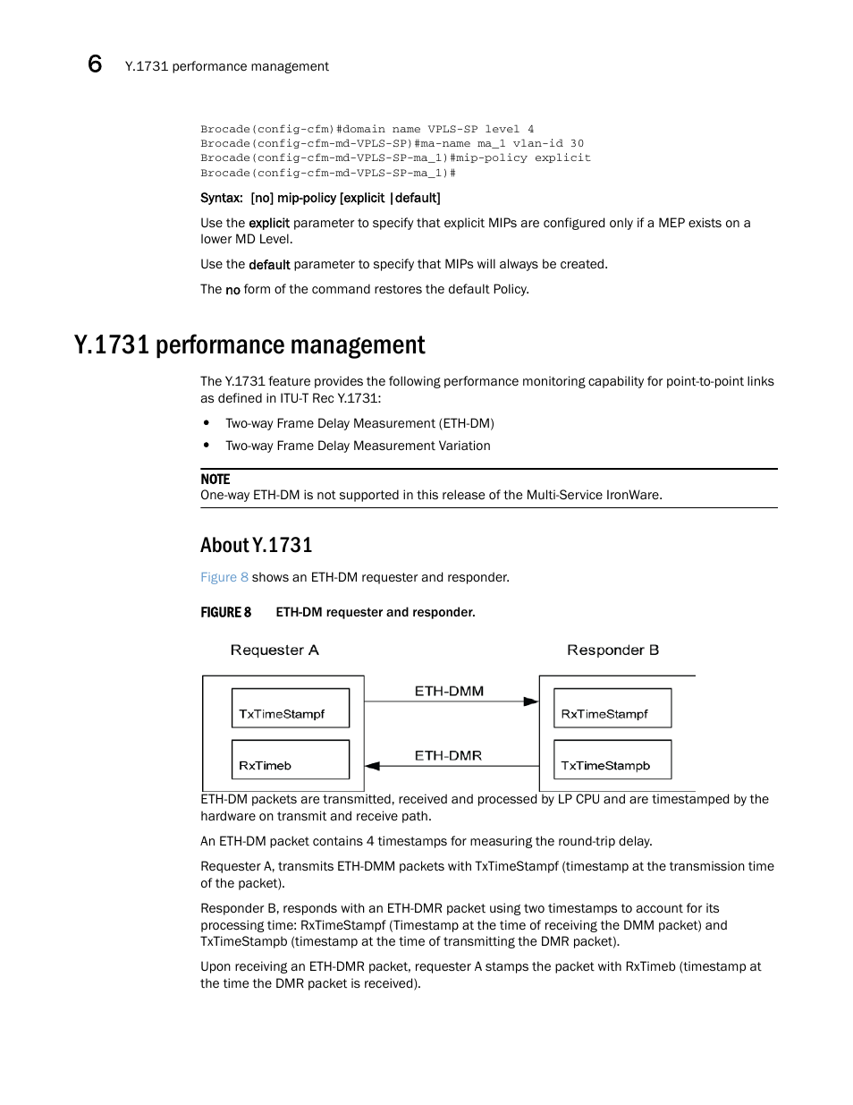 Y.1731 performance management, About y.1731 | Brocade Multi-Service IronWare Administration Guide (Supporting R05.6.00) User Manual | Page 172 / 432