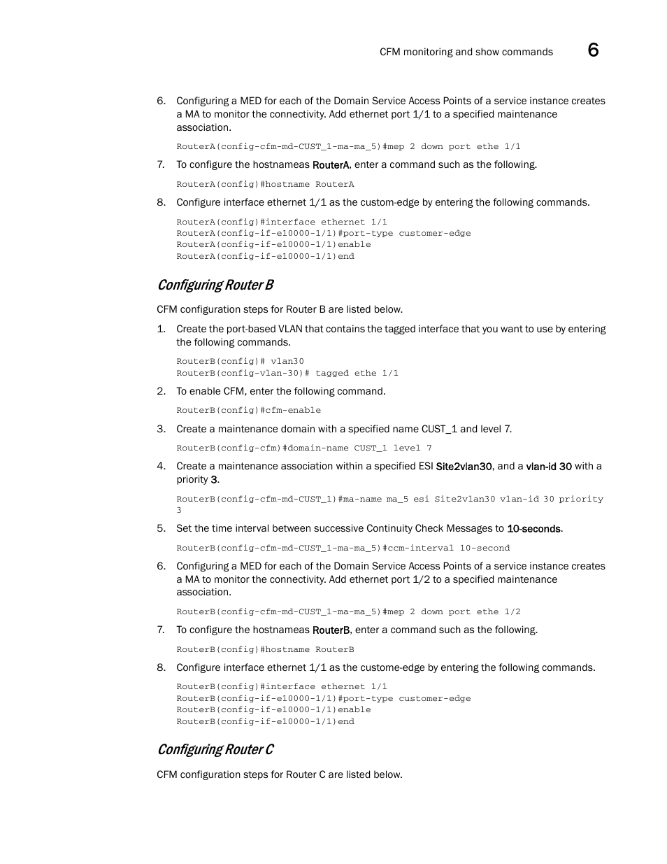 Configuring router b, Configuring router c | Brocade Multi-Service IronWare Administration Guide (Supporting R05.6.00) User Manual | Page 183 / 432