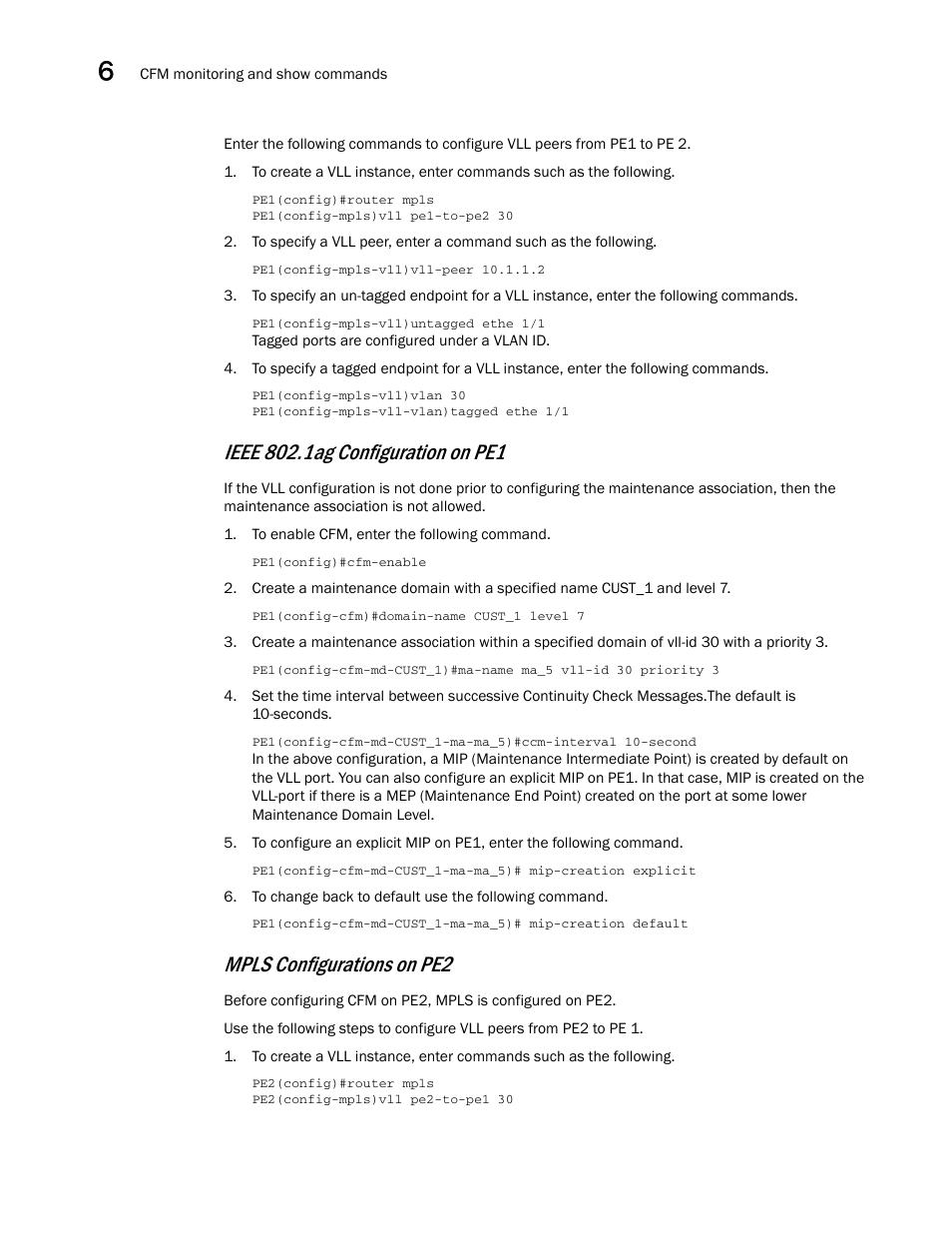 Mpls configurations on pe2 | Brocade Multi-Service IronWare Administration Guide (Supporting R05.6.00) User Manual | Page 190 / 432