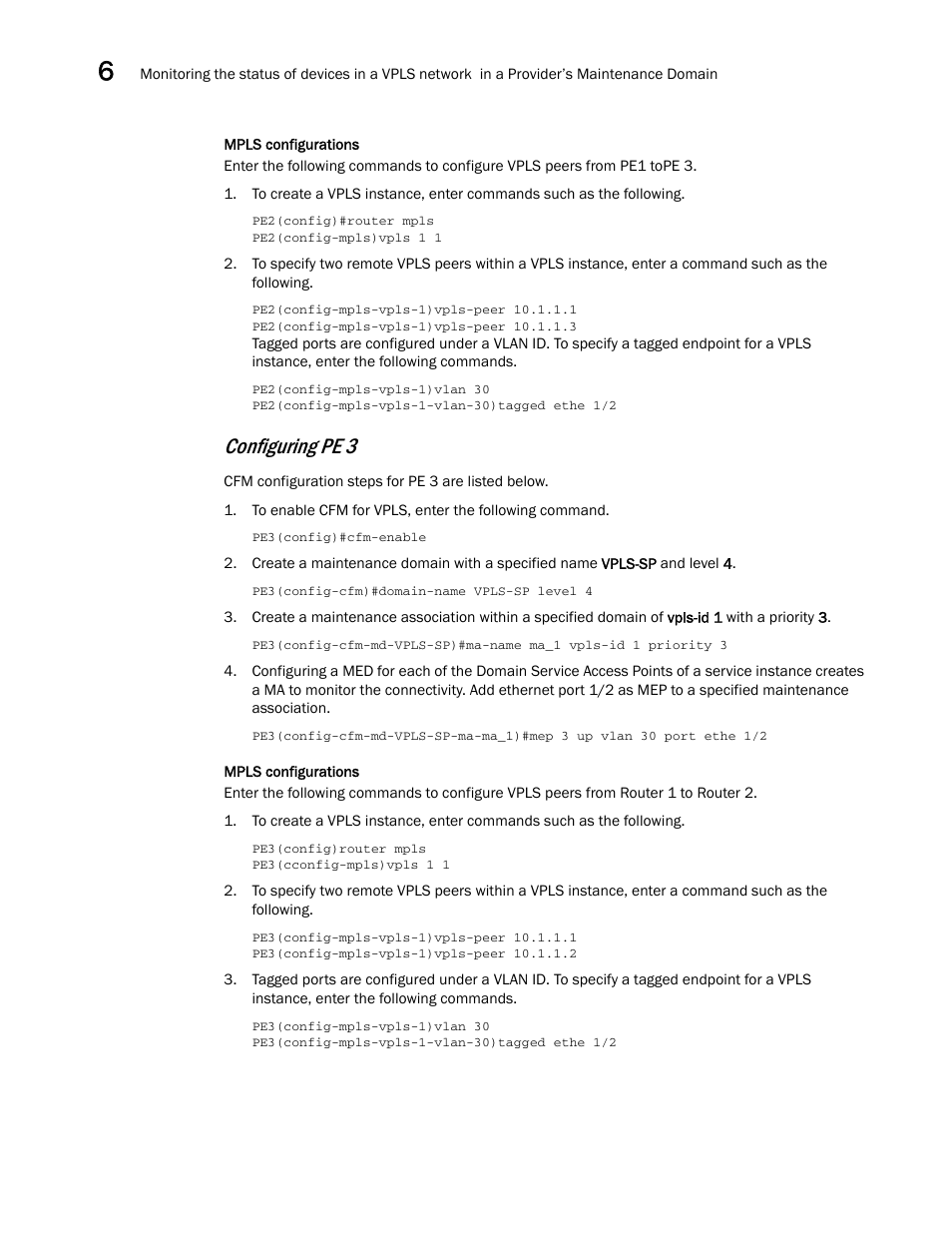 Configuring pe 3 | Brocade Multi-Service IronWare Administration Guide (Supporting R05.6.00) User Manual | Page 200 / 432