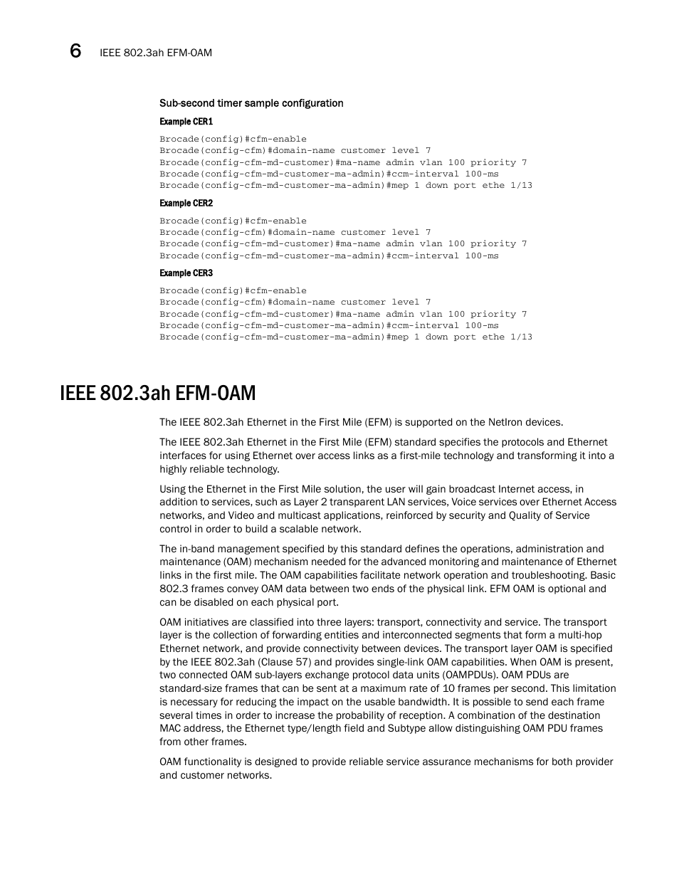 Ieee 802.3ah efm-oam | Brocade Multi-Service IronWare Administration Guide (Supporting R05.6.00) User Manual | Page 206 / 432