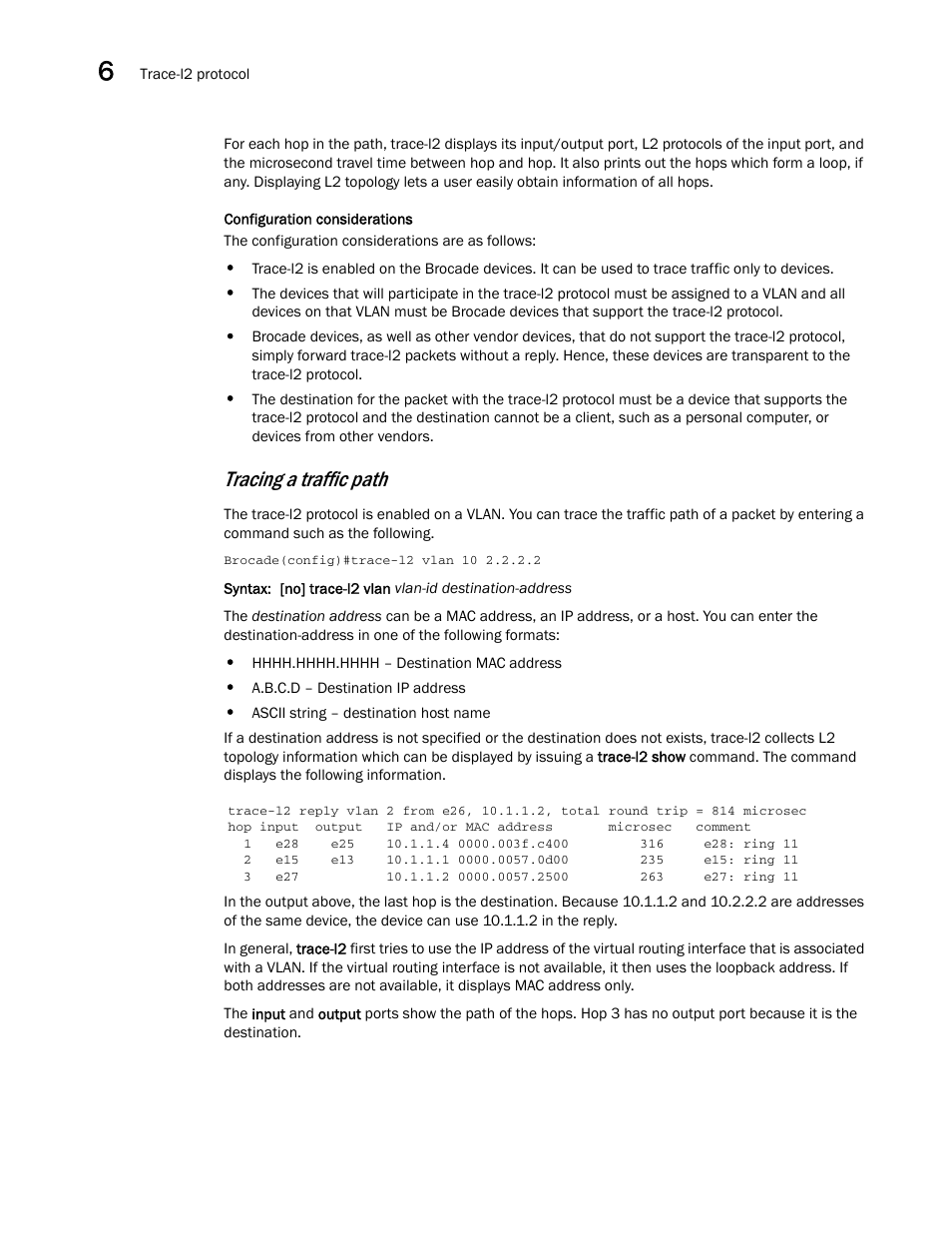 Tracing a traffic path | Brocade Multi-Service IronWare Administration Guide (Supporting R05.6.00) User Manual | Page 222 / 432